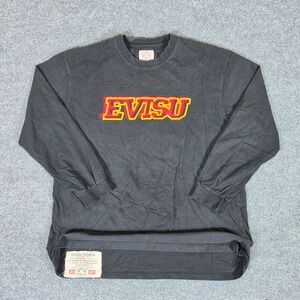 Rare Evisu Genes Mens Black Long Sleeve Graphic T-Shirt Made in Italy Size 2XL